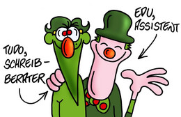 Cartoon Tudo Edu Schreibberater (writing consultant)