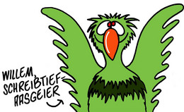 Cartoon Schreibtief-Aasgeier (writing crisis vulture)