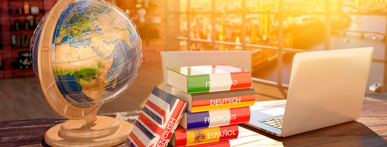 Globus Globe and language textbooks