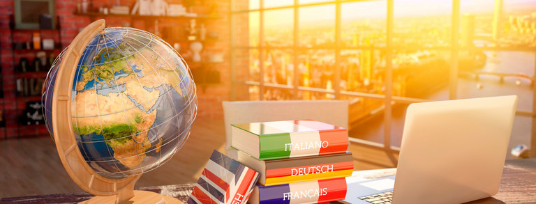 Globe and language textbooks