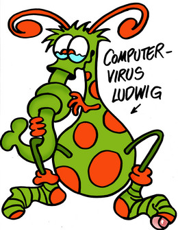 Cartoon Ludwig Computervirus
