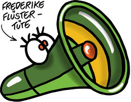Cartoon Frederike Flüstertüte (whispering bag)