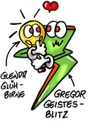 Cartoon Gregor Geistesblitz (brainstorm)